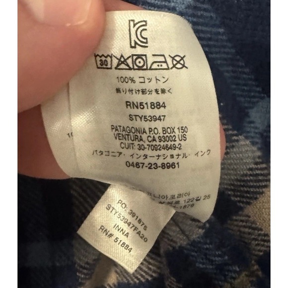 PATAGONIA Blue Long Sleeve Fjord Flannel Shirt Medium - Picture 8 of 8